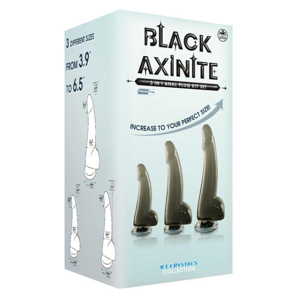 Black Axinite 3 in 1 Anal Plug Kit Set - Totally Adult