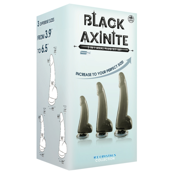 Black Axinite - 3 in 1 Anal Plug Kit Set