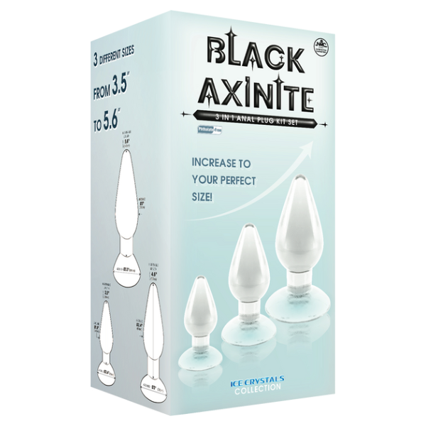 Black Axinite - 3 in 1 Anal Plug Kit Set