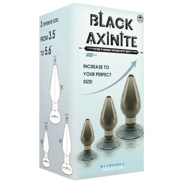 Black Axinite - 3 in 1 Anal Plug Kit Set