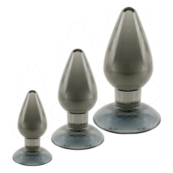 Black Axinite 3 in 1 Anal Plug Kit Set - Totally Adult