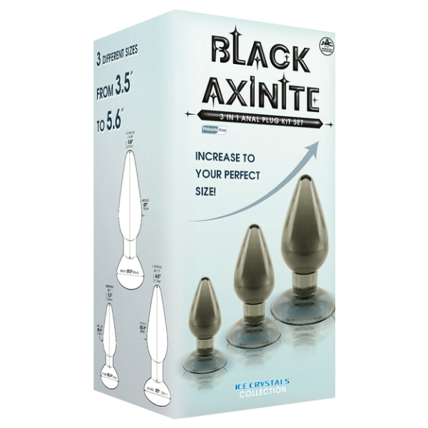 Black Axinite 3 in 1 Anal Plug Kit Set - Totally Adult