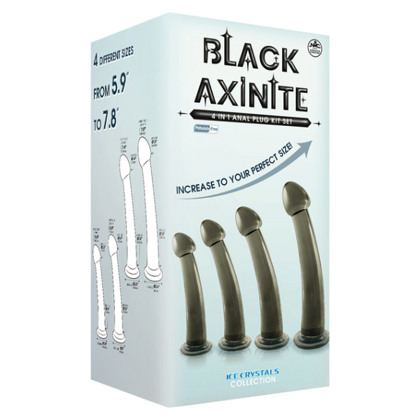 Black Axinite 4 in 1 Anal Plug Kit Set - Totally Adult