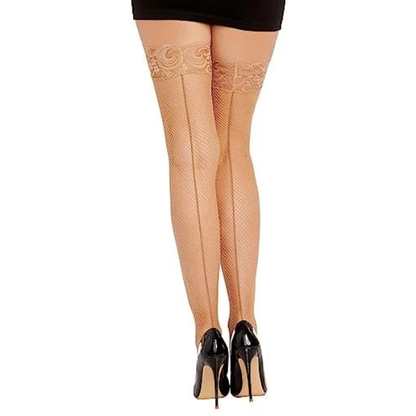 Dreamgirl Fishnet Thigh Highs Nude - Totally Adult