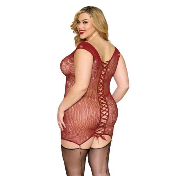 Dreamgirl Garter Slip with Rhinestones & Lace-Up Back - Totally Adult