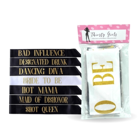 Hen's Night 7pc Satin Sash Set - Totally Adult