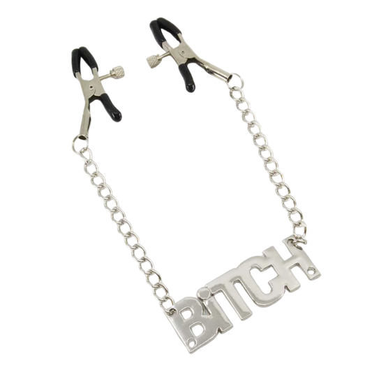 Love In Leather Bitch Nipple Clamps - Totally Adult