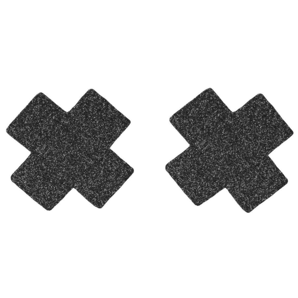 Love In Leather Glitter Cross Nipple Pasties - Totally Adult