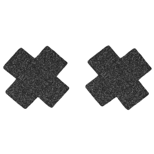 Love In Leather Glitter Cross Nipple Pasties - Totally Adult