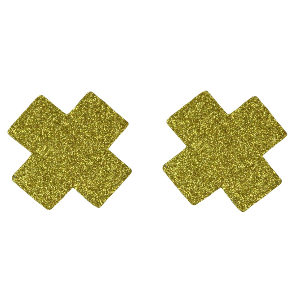 Love In Leather Glitter Cross Nipple Pasties - Totally Adult