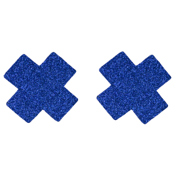 Love In Leather Glitter Cross Nipple Pasties - Totally Adult