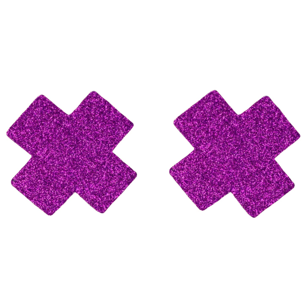 Love In Leather Glitter Cross Nipple Pasties - Totally Adult