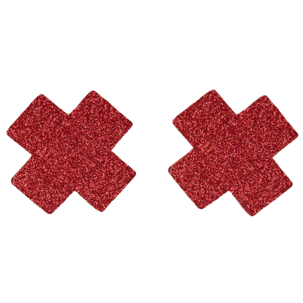 Love In Leather Glitter Cross Nipple Pasties - Totally Adult