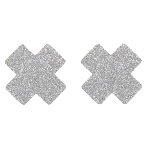 Love In Leather Glitter Cross Nipple Pasties - Totally Adult