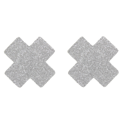 Love In Leather Glitter Cross Nipple Pasties - Totally Adult