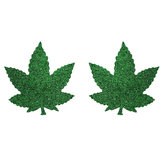 Love In Leather Weed Leaf Nipple Pasties - Totally Adult