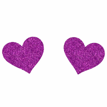 Love in Leather Glitter Heart Nipple Pasties - Totally Adult