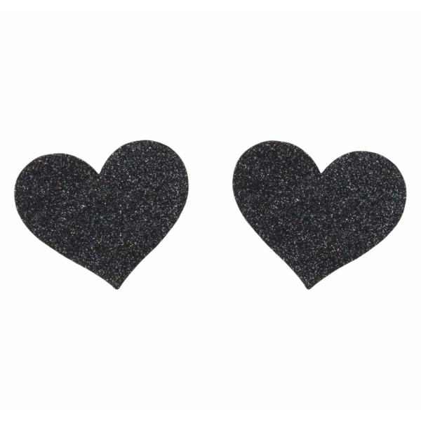 Love in Leather Glitter Heart Nipple Pasties - Totally Adult