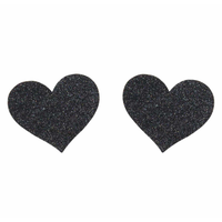 Love in Leather Glitter Heart Nipple Pasties - Totally Adult