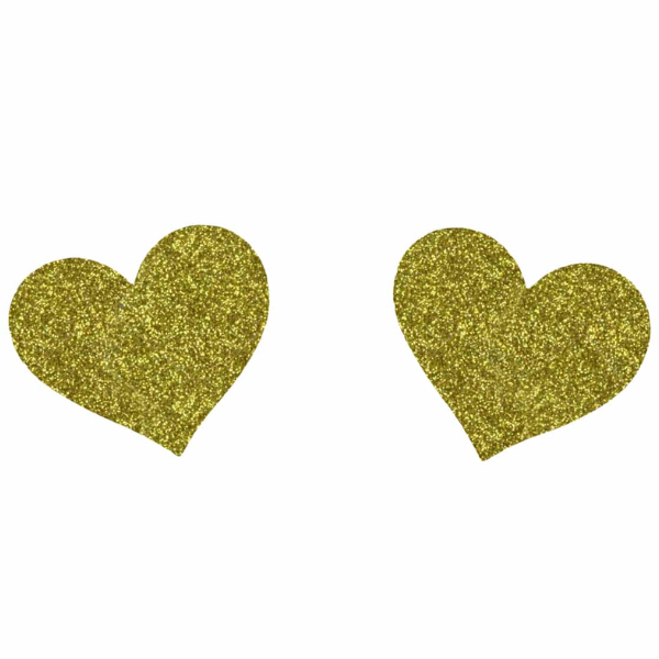 Love in Leather Glitter Heart Nipple Pasties - Totally Adult