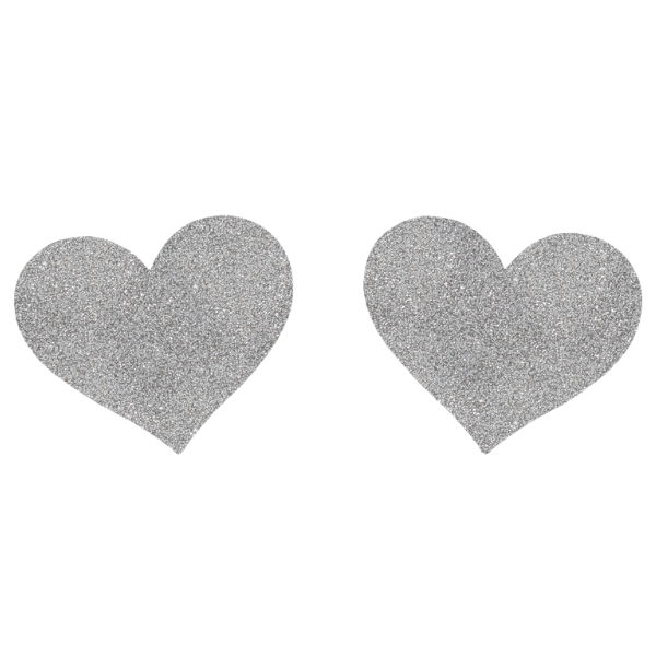 Love in Leather Glitter Heart Nipple Pasties - Totally Adult
