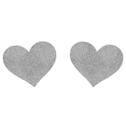 Love in Leather Glitter Heart Nipple Pasties - Totally Adult
