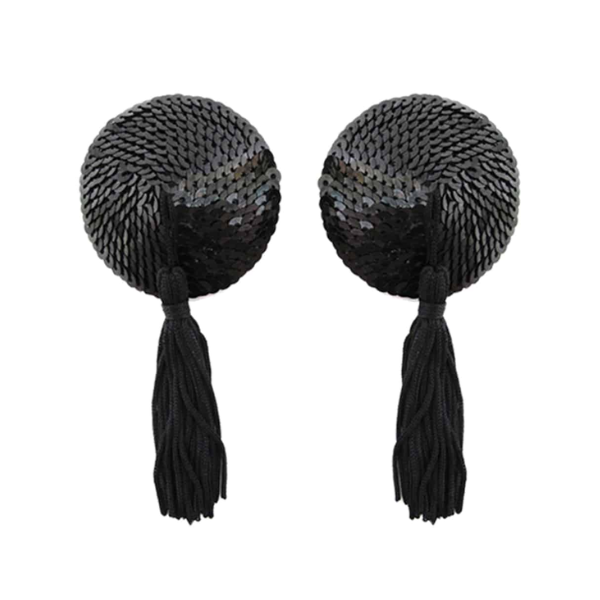 Love in Leather Round Nipple Pasties with Tassels - Totally Adult
