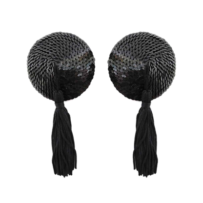 Love in Leather Round Nipple Pasties with Tassels - Totally Adult