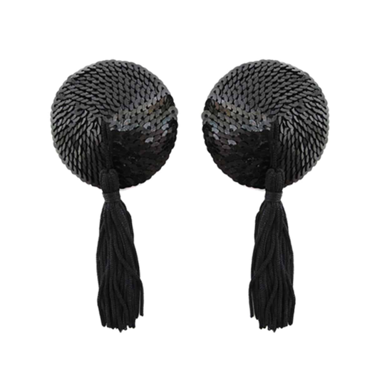 Love in Leather Round Nipple Pasties with Tassels - Totally Adult