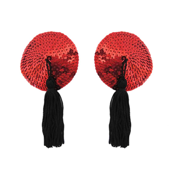 Love in Leather Round Nipple Pasties with Tassels - Totally Adult