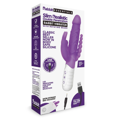 Rabbit Essentials Double Penetration with Rotating Shaft - Totally Adult