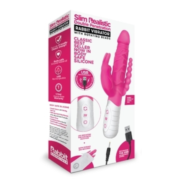 Rabbit Essentials Slim Double Penetration Rabbit - Totally Adult