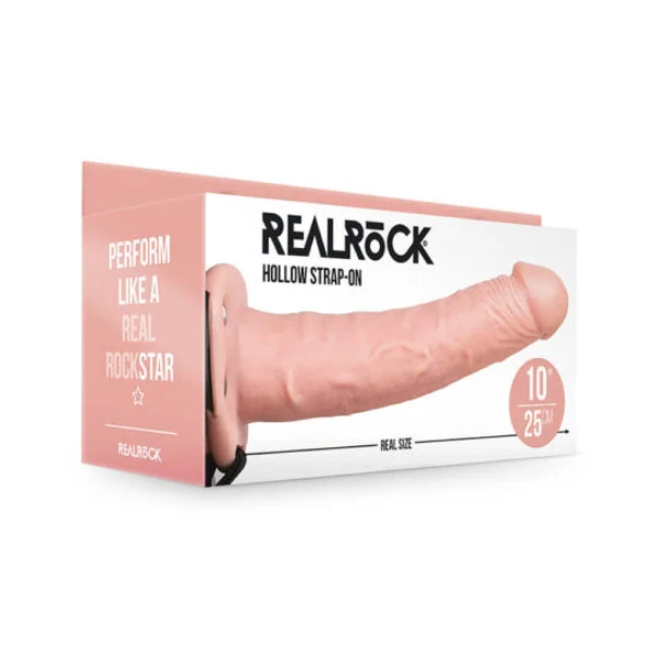 RealRock Hollow Strap-On No Balls 10 Inch - Totally Adult