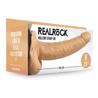 RealRock Hollow Strap-On With Balls 9 Inch - Totally Adult