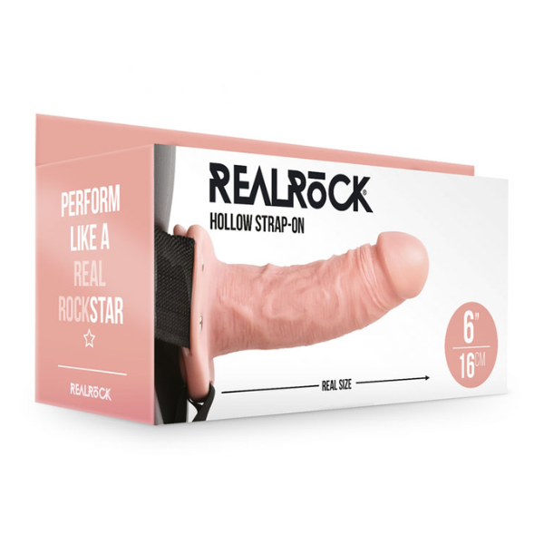 RealRock Hollow Strap On No Balls 6 Inch - Totally Adult