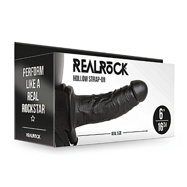 RealRock Hollow Strap On No Balls 6 Inch - Totally Adult