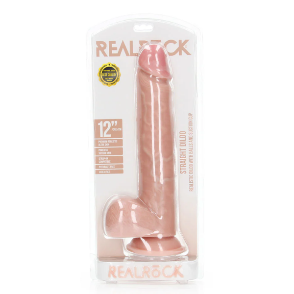 RealRock Realistic Straight Dildo with Balls 12 Inch - Totally Adult