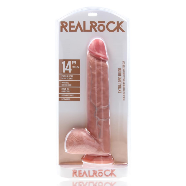 RealRock Realistic Straight Dildo with Balls 14 Inch - Totally Adult