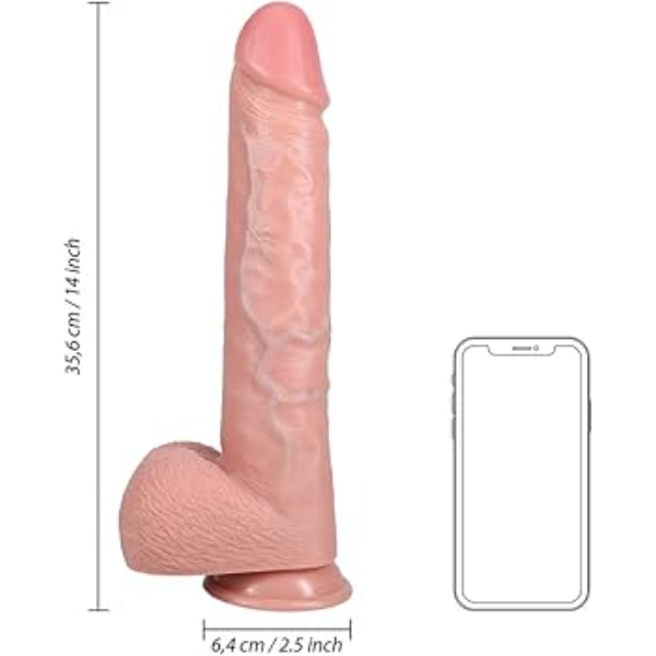 RealRock Realistic Straight Dildo with Balls 14 Inch - Totally Adult