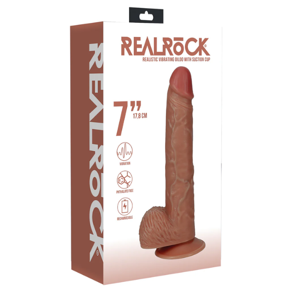 RealRock Vibrating Dildo With Balls 7 Inch - Totally Adult