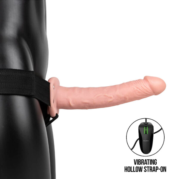 RealRock Vibrating Hollow Strap-On No Balls 10 Inch - Totally Adult