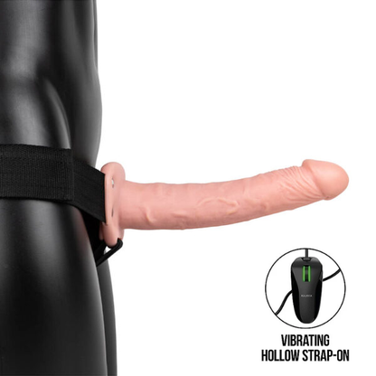 RealRock Vibrating Hollow Strap-On No Balls 10 Inch - Totally Adult