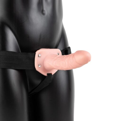 RealRock Vibrating Hollow Strap-On No Balls 6 Inch - Totally Adult