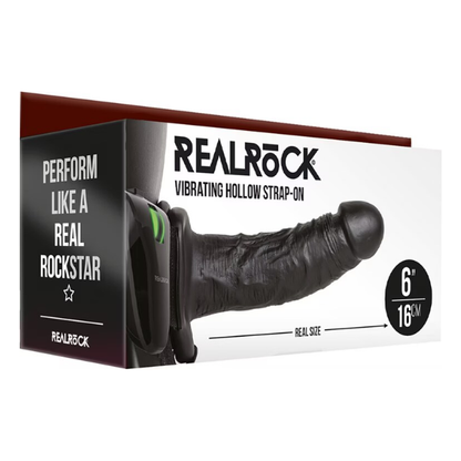 RealRock Vibrating Hollow Strap-On No Balls 6 Inch - Totally Adult