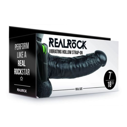 RealRock Vibrating Hollow Strap-On With Balls 7 Inch - Totally Adult