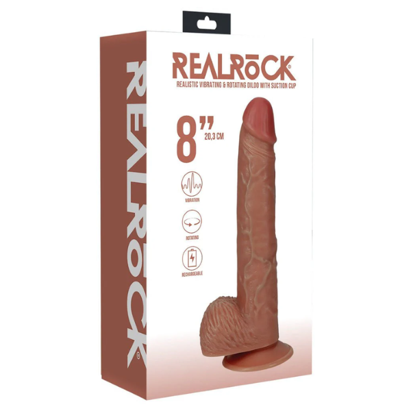 RealRock Vibrating & Rotating Rechargeable Straight with Balls 8 Inch - Totally Adult