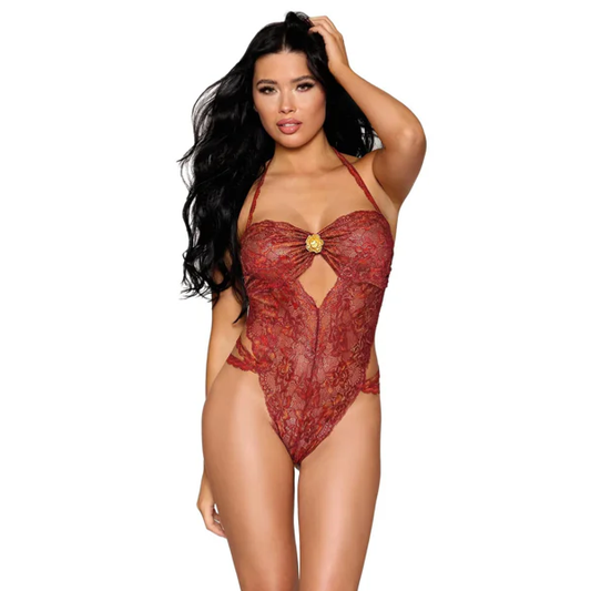 Dreamgirl Lace & Gold Foil Teddy