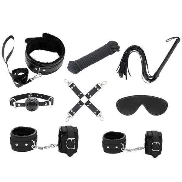 Love in Leather 9 Piece Bondage Kit - Totally Adult
