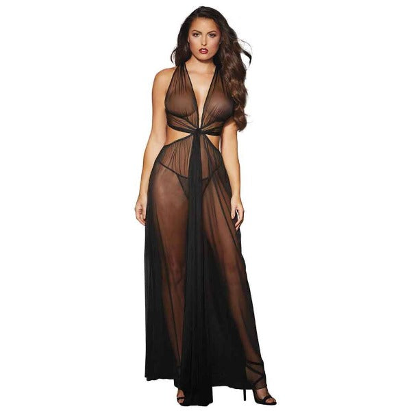 Sheer Mesh Grecian Style Gown - Totally Adult