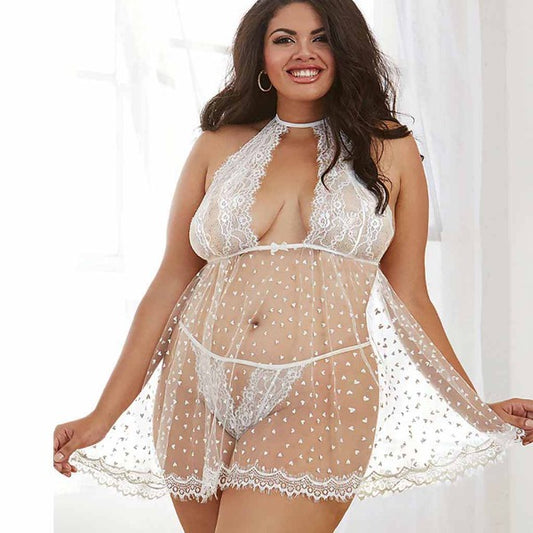 Mesh Love Heart Babydoll & Panty - Totally Adult